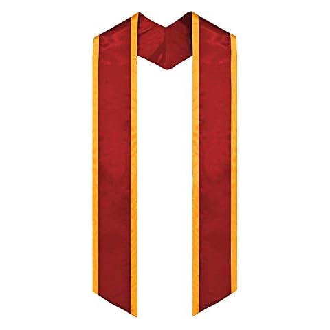 GraduationMall Plain Graduation Honor Stole Angled End Red With Gold Trim Unisex Adult 183cm Long Cover