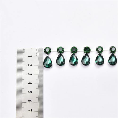 Bandes de chaîne à strass multicolore verre cristal goutte d'eau 2.5cm - 4