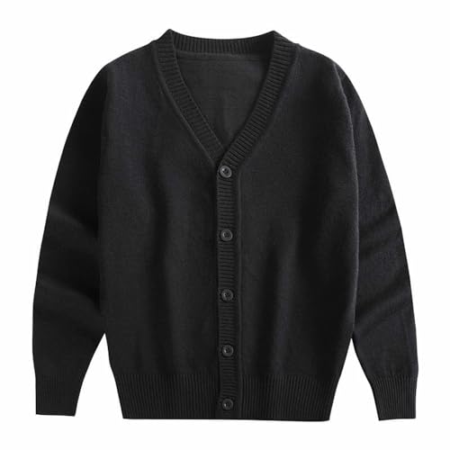 Boys' Long Sleeve V-Neck Classic Knit Cardigan Sweater Kids Toddler Basic Cotton Button Up Uniform Cardigan Outwear