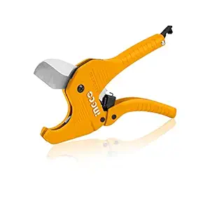 INGCO HPCS05428 PVC Pipe Cutter, 3-42mm INGCO Heavy Duty Plastic Pipe Cutter,4CR13 Tube Cutter, New Unique Handle Design, One-Hand Fast Pipe Cutting Tool for PVC PPR PE PEX Pipe (1 Set)