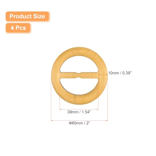 Image of uxcell 4 Pcs T-Shirt Clips, 60mm Wood Scarf Ring Clip Round Tie Circle Clip Buckle Fashion Clothes Corner Knotted Button for Women's Silk Clothing Decoration, Yellow