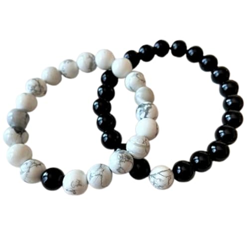 Bracelet distance en howlite et onyx pour rester connectés
