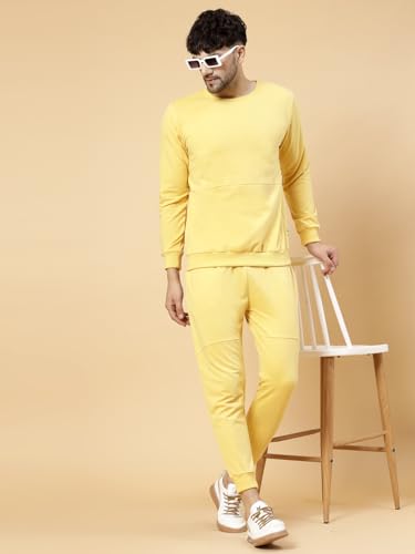 Image of Rigo Round Neck Full Sleeve Terry Track Suit For Men | Regular Fit Plus Sizes Tracksuit for Men's | Co-ord Set For Men