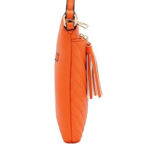 Image of FashionPuzzle Chevron Quilted Medium Crossbody Bag with Tassel Accent