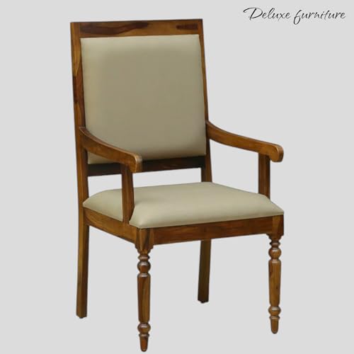 Image of Solid Wooden Chair | Arm Chair for Living Room, Bedroom & Home (23D x 23W x 44H Inchs) (Warren-Provincial Teak, One Seat)