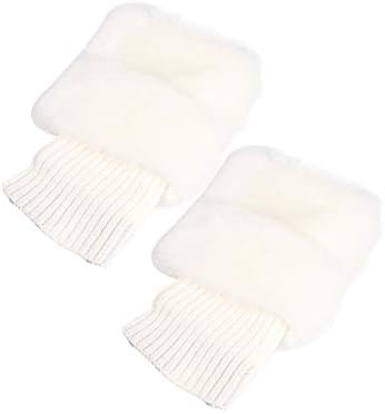 Women's Leg Warmers Furry Knitted Boots Socks Boot Topper Cuff Knit Crochet Leg Warmer - White