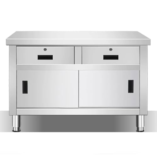 Kassierer-Schreibtisch aus Edelstahl mit Schublade, robuste Metall-Werkbank für Küche, Labor und Vorbereitung (100,1 x 60 x 80 cm) – und vielseitiger Tisch