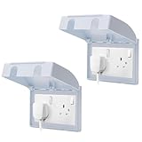 2pcs Socket Covers, Plug Covers Waterproof Socket Protector Box for Outdoor & Indoor Use, Double Cover with Secure Seal, Safety for Home Protection, Easy to Install & Use(Double, White)