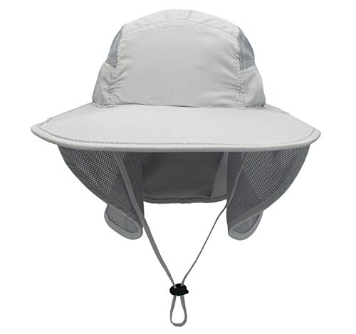 Connectyle Outdoor Mens Neck Flap Sun Hat Large Brim Sun Protection Bucket Fishing Hats Hiking Cap Grey