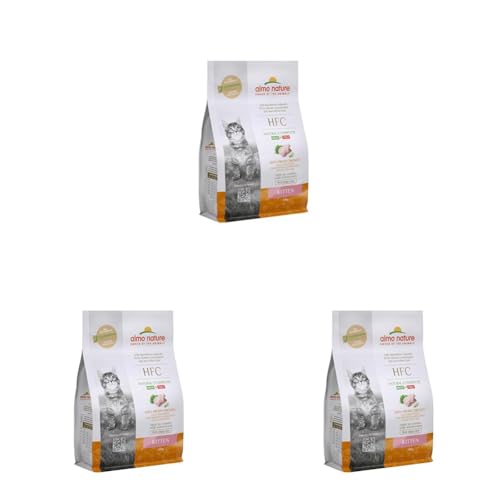 almo nature HFC Kitten - Alimento seco, equilibrado y Completo para Gatitos con Pollo Fresco 100% de Calidad HFC (Paquete de 3)