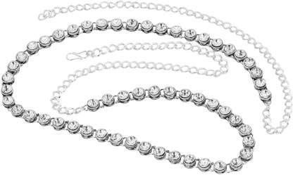 Rockjon Beautifull Womens White Metal- Silver Plated Waist Hip Belt, Kamarband, Belly Belt for Wedding and Party