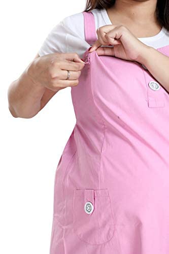 Image of MAMMA'S MATERNITY Women's Cotton Maternity /Pregnancy /Easy Breastfeeding /Feeding /Western Dress with Zippers for Nursing Pre and Post Pregnancy