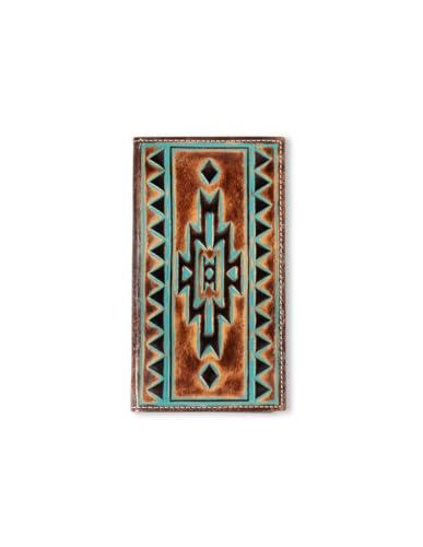 ARIAT Rodeo Turquoise Outline Southwest Wallet, Brown