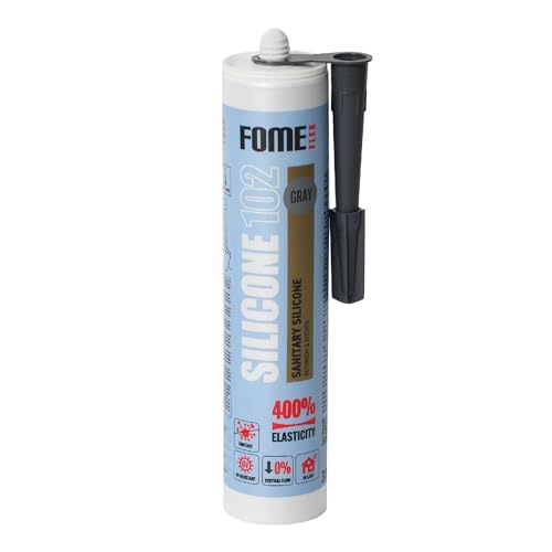 Fome Flex Grey Silicone Sealant [310ml] Professional Grade Waterproof & Mould Resistant For Bathroom Kitchen Windows Showers & More Long-Lasting UV-Resistant