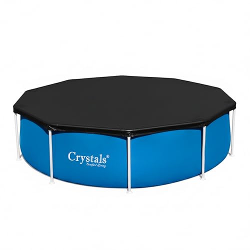 Crystals 10FT Swimming Pool Cover Durable PVC Steel Max Pool Cover Weather-Resistant Protective Cover for Above Ground Pools Keeps Water Clean Easy Fit Round Pool Cover
