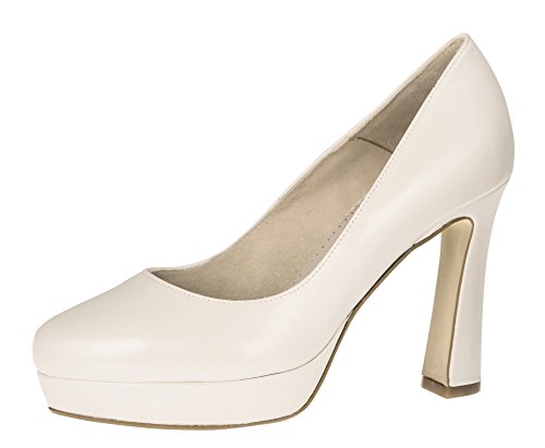 Fiarucci Zapatos de novia Mirjam – Perla crema de piel con plataforma cómoda acolchada para mujer, color Marfil, talla 40.5 EU
