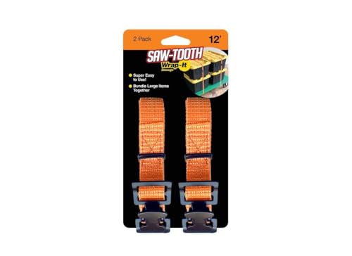 Wrap-It Storage Saw-Tooth 1 in. W X 12 ft. L Orange Lashing Strap 180 lb 2 pk