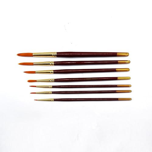 Image of polo Synthetic Hair Round Paint Brush Set - 7 Piece Collection | Professional Artist Brushes for Acrylic, Watercolor, Oil Painting | Fine Detail, Roun