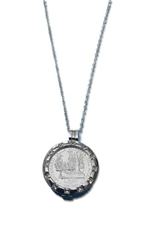 Pendentif monnaie 500 lire argent et collier de 90 cm de qualité premium