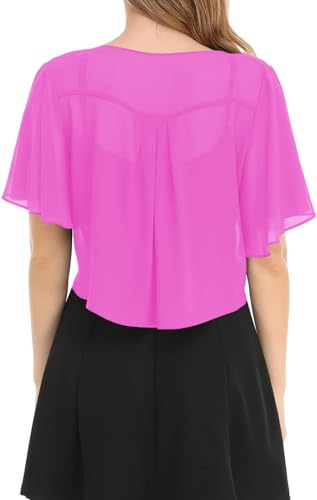 Image of Women's Solid Puff Sleeve Kimono Short Cardigan Loose Cover Up Casual Blouse Top Chiffon