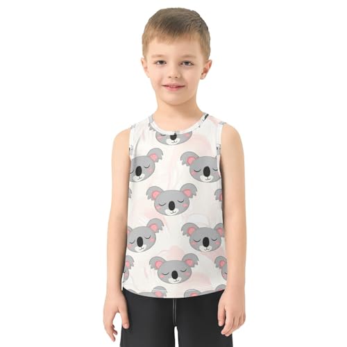 J JOYSAY Cartoon Koala Head Rosy Boys Tank Top Sleeveless Muscle Shirts Quick Dry Kids T-Shirts 3-15T2