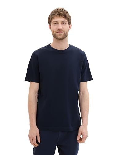 TOM TAILOR Herren Klassisches T-Shirt mit Piqué-Struktur, sky captain blue, S – Ansicht 4