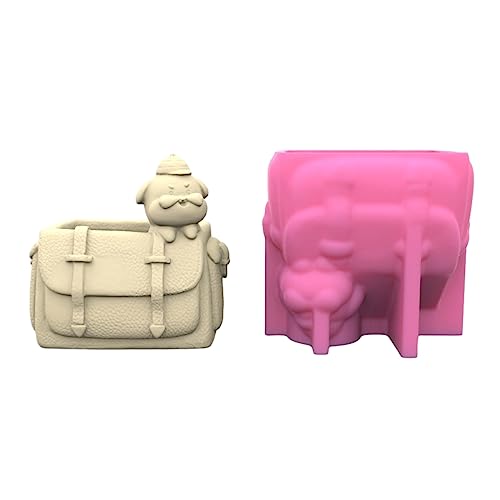 Moule en silicone pour pot de fleurs chien sac à dos et mini statue - 2