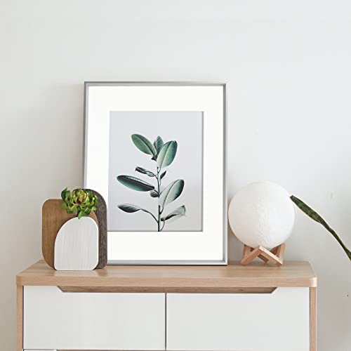 Folkor 11X14 Silver Frame With Mat For 8X10 Pictures Or Without Mat For 11X14, Aluminum Photo Frame With Stand For Tabletop Wall Display, Gallery Wall Art For Home Bedroom Decor (Silver, 1 Pack) #TOP1