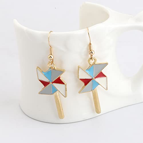 PLITI Windmill Dangle Earrings Pinwheel Ear Hooks Earring Colorful Windmill Charm Jewelry For Mother Daughter BFF Friendship Gift4