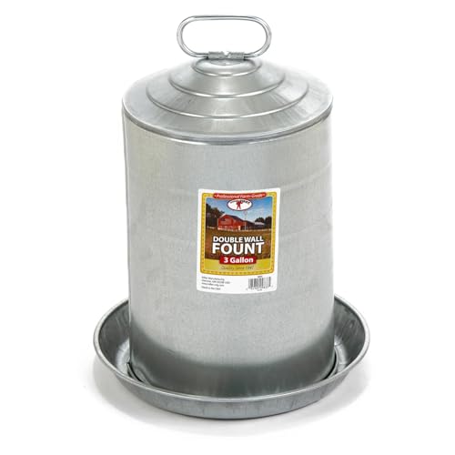 Little Giant Double Wall Galvanized Steel Waterer 3 Gallon