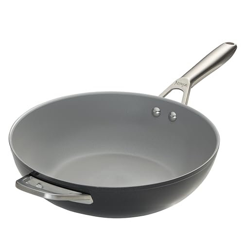 Ninja ZEROSTICK Ceramic Pro 28cm Wok Scratch Resistant Made PTFE Free All Hob Compatible Black CW30928UK
