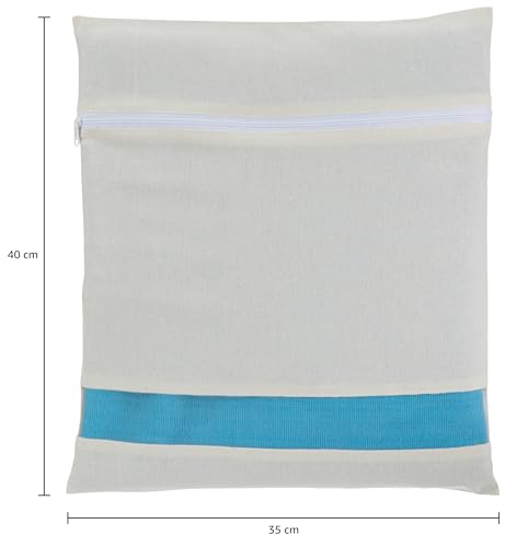 Image of Amazon Brand - Solimo Cotton Saree Bags /Covers with Zip Closure|Wardrobe Organizer with Mesh Window|Single Size (14 x 16 inches)|Pack of 12, Beige
