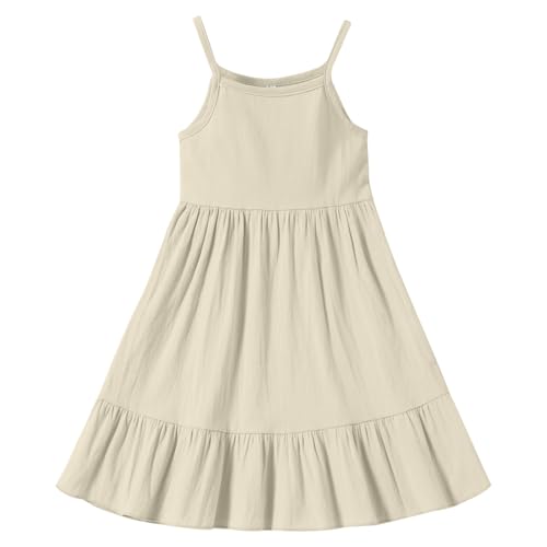 Baby Girl Toddler Dress Girls Summer Dresses Cotton Sleeveless Halter Tie Back Kid Ruffle Sundress Casual Party Beach