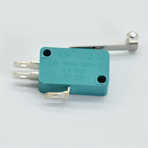 GJEXXPTST Micro Interruptor 2 uds interruptores de límite 16A 250V 125V NO + NC + COM 3 Pines SPDT 28mm 52mm Palanca Rodillo Arco táctil Verde(Kw7-2)