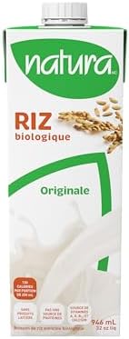 NATURA Organic Rice Milk - Original - Gluten Free - Lactose Free - Vegan - Shelf Stable - Plant Based Beverage - Non-GMO - Made in Canada | 946ml - 2