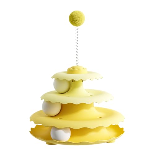 Pista Per Palline Per Gatti - Torre A Rulli A 3 Livelli Per Giochi Ed Esercizi Interattivi, Perfetta Per Gatti In Soggiorno, Camera Da Letto, Cucina, Portico, Ingresso, Appartamento, Aree Gioco