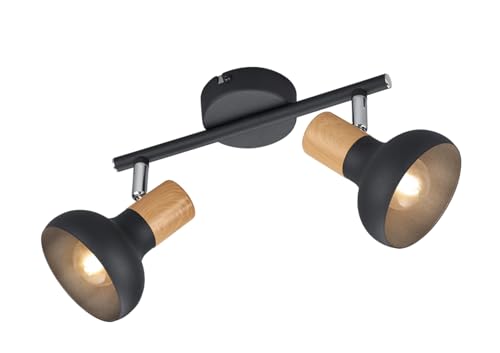 Reality Spot Bar Latika R81522032 Metallo opaco legno sintetico escl. 2x E14 nero