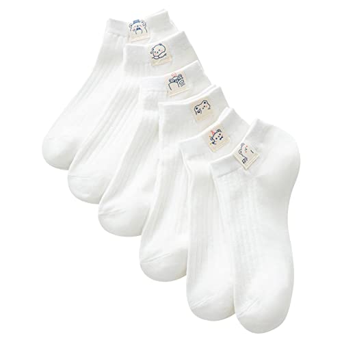 NUHEEL Calcetines Invisibles Mujer Algodón Informales Corte Bajo Antideslizantes Finos (L, Blanco (6 Pares)) Cover