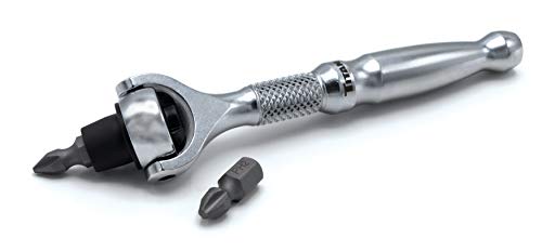 Titan 11318 1/4-Inch Drive x 4-Inch 90-Tooth Swivel Head Micro Ratcheting Bit Driver - Silver by Titan - Used condition - US$15.33