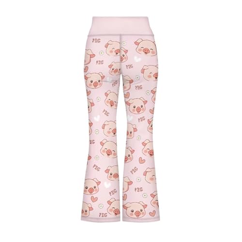 Cute Girl's Flare Leggings High Waisted Bell Bottom Pants Yoga Athletic Trousers2