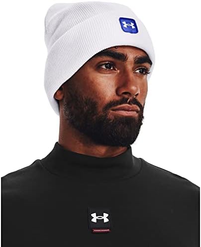 Under Armour Unisex Halftime Cuff Beanie , (100) White / Versa Blue / White , One Size Fits All