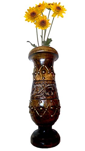 El jarrón de Flor de Madera Indian Arts Decorado Medio