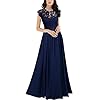 Miusol Women's Formal Floral Lace Evening Party Maxi Dress (Large, Navy Blue)