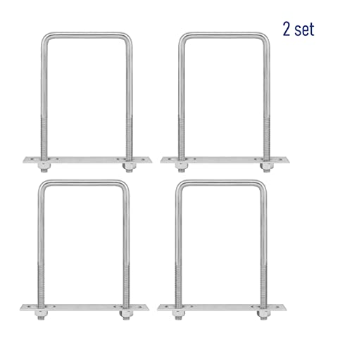 Image of 4 Sets 304 Stainless Steel Square U-Bolts 2 inch(50mm) Inner Width, 3.15 inch(80mm) Length Stainless M8 with Nuts, Frame Plate, Accessories for Automobiles Trailer, Boat Trailer Industrial Parts