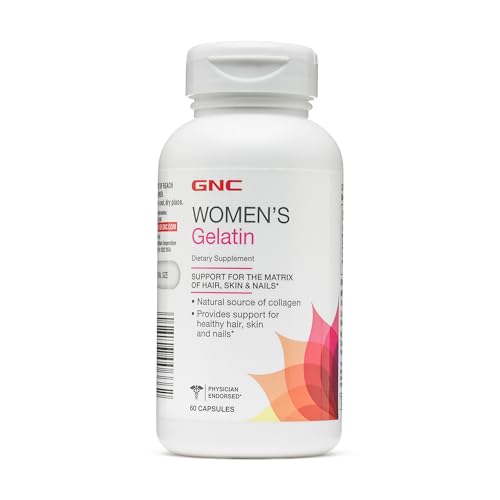 GNC Womens Gelatin Supplement Supports Healthy Hair Skin and Nails Natural Collagen Source 60 Capsules