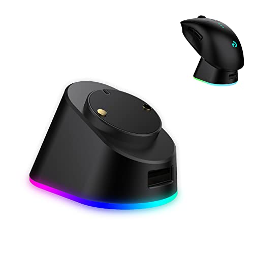 Charging Dock-Metal Mouse Charging Dock for Logitech Mouse G Pro X Superlight,G502 Lightspeed, G703, G903 Lightspeed and G PRO Wireless Gaming Mice, RGB Magnetic Dock with Anti-Slip Gecko Feet