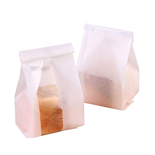Sac D'emballage pour Collations, 60 Pièces Sac à Biscuits Translucide, Sac en Papier de Bonbons au Chocolat, Scellable, pour Bonbons, Pain, Chocolat, Pâtisserie, Collations (Blanc Translucide) Cover