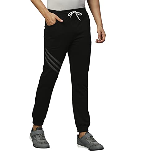 Image of Hubberholme Men's Cotton Blend Slim Fit All Season Wear Track Pants (Slant 3 Stripes Design)