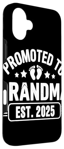 Promoted to Grandma Est. 2025 Annonce Grossesse Empreintes Coque pour iPhone 16 Plus