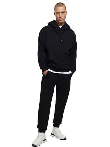 BRAND KRUZE Mens Hoodie Jumper Regular Fit Long Sleeve Pullover Tracksuit Set Hoody Sweatshirt and Joggers KZMS139 TRACKSUIT BLACK L